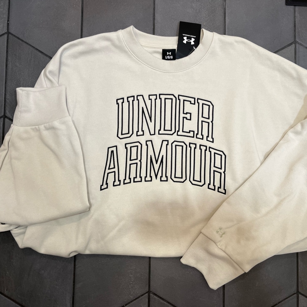 Under Armour Men's White Cream Crew Neck Sweater